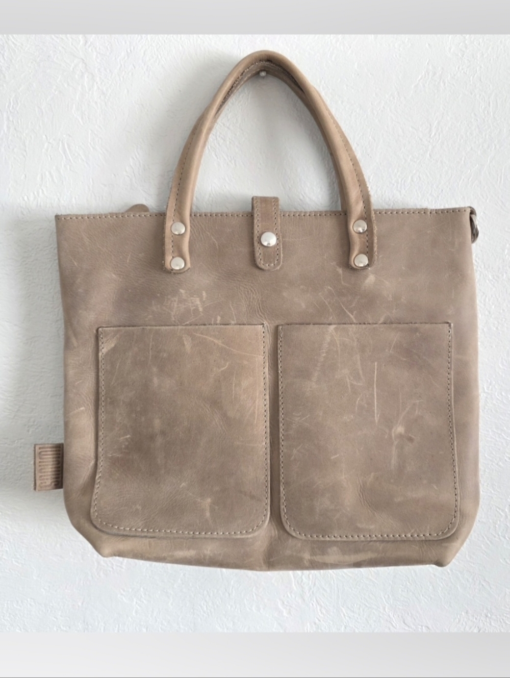 Sanumi Leather Goods Womens Brown Leather Tote NO Shoulder Strap